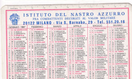 Calendarietto - Istituto Del Nastro Azzurro - Fra Combattenti Decorati Al Valor Militare - Milano - Anno 1987 - Klein Formaat: 1981-90