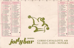 Calendarietto - JOLLYBAR - Novara - Anno 1987 - Formato Piccolo : 1981-90