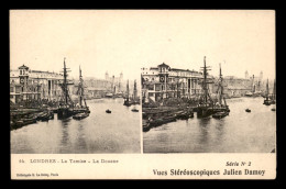 CARTES STEREOSCOPIQUES - LONDRES - LA TAMISE - LA DOUANE - VUES JULIEN DAMOY - Cartoline Stereoscopiche