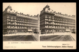 CARTES STEREOSCOPIQUES - LONDRES - HOTEL GROSVENOR - VUES JULIEN DAMOY - Cartes Stéréoscopiques