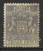 RHODESIA...QUEEN VICTORIA...(1837-01.)..." 1892..".....3d.....SG21....TONED......(CAT.VAL.£26..).....MH..... - Rhodésie Du Sud (...-1964)