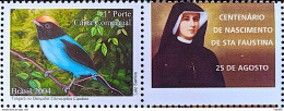 C 2596 Brazil Personalized Stamp Dancer Tangara Bird Fauna Santa Faustina Religion 2004 - Gepersonaliseerde Postzegels