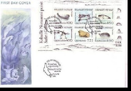 GRÖNLAND BLOCK 3 FDC ROBBEN WALROSS SEEHUND - Whales