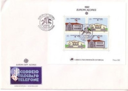 AZOREN BLOCK 11 FDC EUROPA 1990 POSTALISCHE EINRICHTUNG - 1990