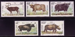 LAOS 1227-1231 POSTFRISCH(MINT) PFLANZENFRESSER - NASHORN, BÜFFEL, HIRSCH - Laos