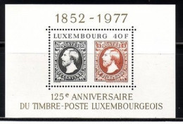 LUXEMBOURG BLOCK 10 POSTFRISCH(MINT) MARKE AUF MARKE 125 JAHRE LUXEMBURGER BRIEFMARKEN - Stamps On Stamps