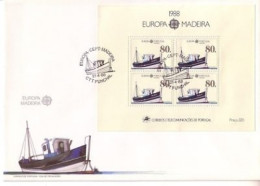 MADEIRA BLOCK 9 FDC EUROPA 1988 TRANSPORTMITTEL SCHIFF - 1988