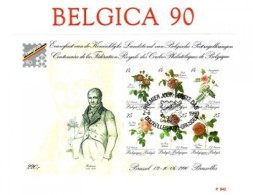 BELGIEN BLOCK 61 FDC BELGICA '90 ROSEN PIERRE JOESPH REDOUTE - Roses