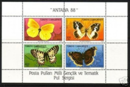 TÜRKEI BLOCK 26 POSTFRISCH SCHMETTERLINGE ZITRONENFALTER BRIEFMARKENAUSSTELLUNG ANTALYA 88 - Papillons