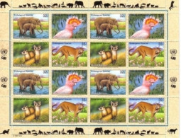 UNO NEW YORK MI-NR. 732-735 KLEINBOGEN POSTFRISCH(MINT) GEFÄHRDETE ARTEN ELEFANT KAKADU ILTIS PUMA - Blocks & Kleinbögen