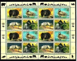 UNO WIEN MI-NR. 327-330 KLEINBOGEN POSTFRISCH(MINT) GEFÄHRDETE TIERE 2001 BRILLENBÄR, ENTE, WOLF - Blocks & Kleinbögen