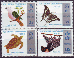 NEW HEBRIDES  FRAN. - ANIMALS - TURTLE DOVE  BUTTERFLIES BAT - **MNH - 1974 - Duiven En Duifachtigen