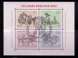 BERLIN BLOCK 2 GESTEMPELT(USED) BERLINER ZOO ORANG-UTAN PELIKAN GAUR ZEBRA ELEFANT 1969 - Blocs