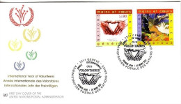 UNO GENF MI-NR 413-414 FDC - INTERNATIONALES JAHR DER FREIWILLIGEN 2001 - FDC