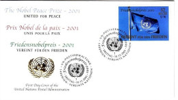 UNO WIEN MI-NR. 350 FDC FRIEDENSNOBELPREIS KOFI ANNAN 2001 FLAGGE - FDC