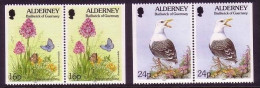 ALDERNEY MI-NR. 75 Und 77 POSTFRISCH(MINT) Pärchen FLORA Und FAUNA - HAUHECHEL BLÄULING - MANTELMÖWE - Alderney