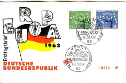 DEUTSCHLAND MI-NR. 383-384 FDC EUROPA 1962 BAUM - 1962