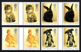 GROSSBRITANNIEN MI-NR. 1245-1248 POSTFRISCH(MINT) ZWISCHENSTEGPAARSATZ KATZE KANINCHEN KÜKEN HUND - Neufs