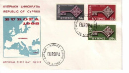 ZYPERN MI-NR. 307-309 FDC CEPT 1968 KREUZBARTSCHLÜSSEL - 1968