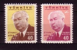 TÜRKEI MI-NR. 1516-1517 POSTFRISCH(MINT) STAATSBESUCH VON THEODOR HEUSS - Neufs