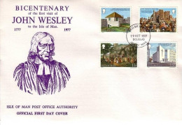 ISLE OF MAN MI-NR. 101-104 FDC BESUCH VON JOHN WESLEY - Isola Di Man