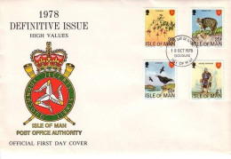 ISLE OF MAN MI-NR. 133-136 FDC MANXKATZE KRÄHE FUCHSIE WIKINGER - Isola Di Man