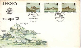 JERSEY MI-NR. 177-179 FDC EUROPA 1978 BAUDENKMÄLER SCHLOSS FESTUNG - 1978