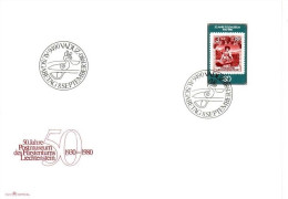 LIECHTENSTEIN MI-NR. 750 FDC 50 JAHRE POSTMUSEUM VADUZ 1980 - MARKE AUF MARKE - FDC