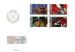 LIECHTENSTEIN MI-NR. 802-805 FDC MENSCH UND ARBEIT LANDWIRTSCHAFT 1982 - FDC