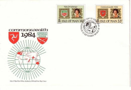 ISLE OF MAN MI-NR. 270-271 FDC WAPPEN 1984 COMMONWEALTH QUEEN - Isola Di Man