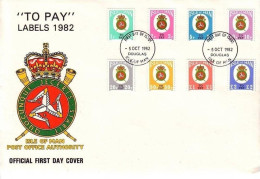 ISLE OF MAN MI-NR. PORTO 17-24 FDC LANDESWAPPEN - TO PAY LABELS 1982 - Isola Di Man