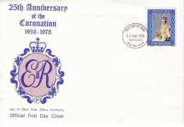 ISLE OF MAN MI-NR. 128 FDC KRÖNUNG VON KÖNIGIN ELISABETH II. 1978 - Isola Di Man