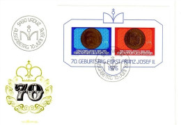 LIECHTENSTEIN BLOCK 10 FDC FÜRST FRANZ JOSEF II. MÜNZEN - FDC