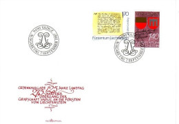 LIECHTENSTEIN MI-NR. 928-929 FDC WAPPEN - VERFASSUNGSURKUNDE - FDC