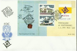 ALAND BLOCK 2 FDC EIGENE POSTHOHEIT 1993 - Aland