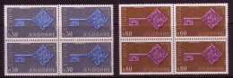 ANDORRA FRANZÖSISCH MI-NR. 208-209 POSTFRISCH(MINT) VIERERBLOCK EUROPA 1968 KREUZBARTSCHLÜSSEL - 1968