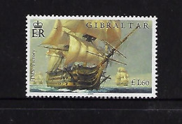 Gibraltar 2005 Trafalgar - Ship Stamp Has Wood Chips Attached - Unusual - Gibraltar