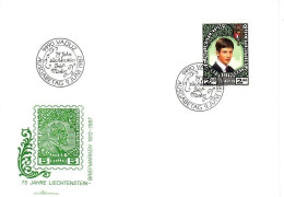 LIECHTENSTEIN MI-NR. 921 FDC 75 JAHRE LIECHTENSTEINISCHE BRIEFMARKEN PRINZ ALOIS - FDC