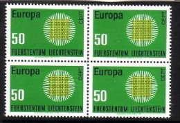 LIECHTENSTEIN MI-NR. 525 POSTFRISCH(MINT) 4 Er Block EUROPA 1970 SONNENSYMBOL - 1970