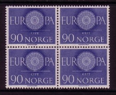 NORWEGEN MI-NR. 449 POSTFRISCH(MINT) 4er Block EUROPA 1960 WAGENRAD - 1960