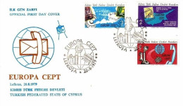 TÜRKISCH ZYPERN MI-NR. 71-73 FDC EUROPA 1979 POST- UND FERNMELDEWESEN MARKE AUF MARKE - 1979