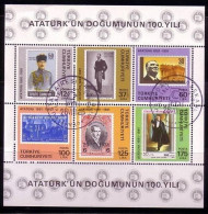 TÜRKEI BLOCK 19 GESTEMPELT GEBURTSTAG Von ATATÜRK - MARKE AUF MARKE - Stamps On Stamps