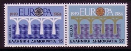 GRIECHENLAND MI-NR. 1555-1556 POSTFRISCH(MINT) ZUSAMMENDRUCK EUROPA 1984 BRÜCKE - 1984