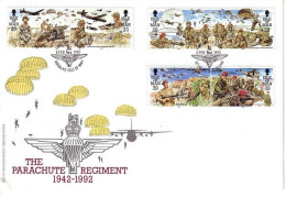 ISLE OF MAN MI-NR. 497-502 FDC FALLSCHIRMJÄGERREGIMENT 1992 FLUGZEUG HUBSCHRAUBER - Isola Di Man