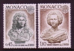 MONACO MI-NR. 1114-1115 POSTFRISCH EUROPA 1974 SKULPTUREN KÖNIG VON ROM MADAME ELISABETH - 1974