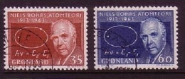 GRÖNLAND MI-NR. 62-63 O BOHRSCHES ATOMMODELL - NIELS BOHR NOBELPREISTRÄGER - Gebraucht