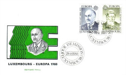 LUXEMBOURG MI-NR. 1009-1010 FDC CEPT 1980 BEDEUTENDE PERSÖNLICHKEITEN - 1980