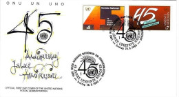 UNO WIEN MI-NR. 104-105 FDC 45 JAHRE UNO - Otros & Sin Clasificación