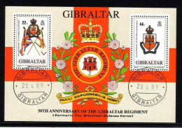 GIBRALTAR BLOCK 12 GESTEMPELT(USED) REGIMENTSWAPPEN 1989 - Gibraltar