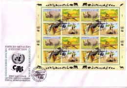 UNO WIEN MI-NR 180-183 KB FDC GEFÄHRDETE TIERE NASHORN GOLDSITTICH AFFE ORYX - Autres & Non Classés